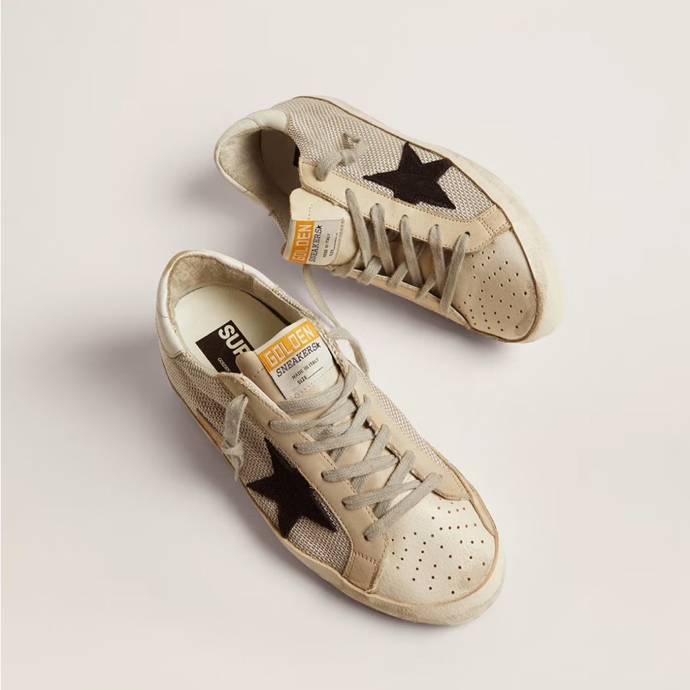 Golden Goose women’s superstar sneakers in leather with mesh insert, size 39